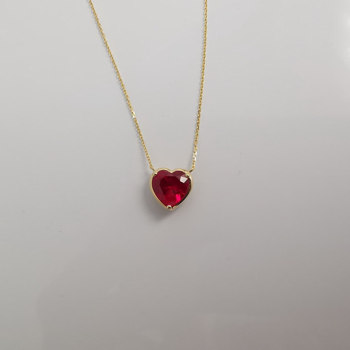Imagen 7 de 7 de Oferta! Cadena De Oro 18k Sólido Corazón De Rubí