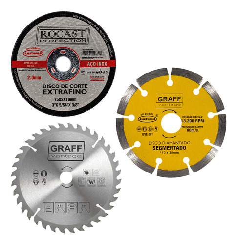 Kit 6 Discos Premium Cortes Alvenaria Madeira E Metal