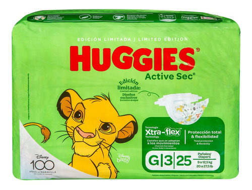 Pañales Huggies Active Sec Gx25 Unid