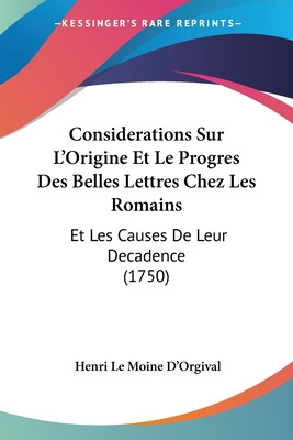Libro Considerations Sur L'origine Et Le Progres Des Bell...