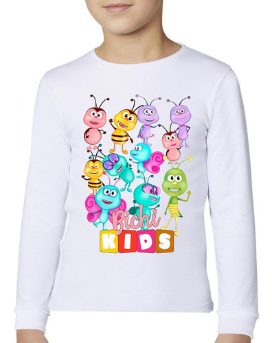 Polera Manga Larga Estampada 100%algodón Unisex Bichikids 95