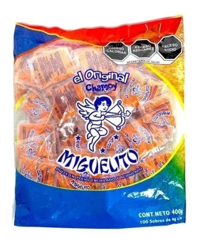 Miguelito Original En Polvo Sobres Chamoy Dulce 100 Piezas