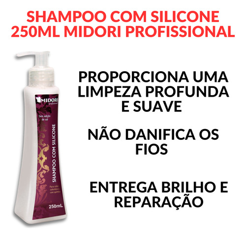 Shampoo Com Silicone Para Cabelos Com Quimica 250ml Midori