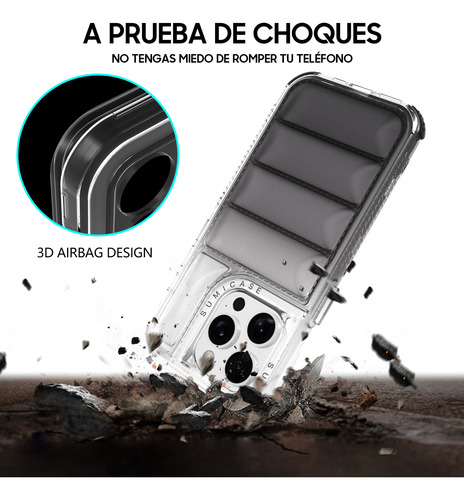 Funda Transparente Acolchonada Antigolpes Para Smartphone Negro Iphone 12 / 12 Pro