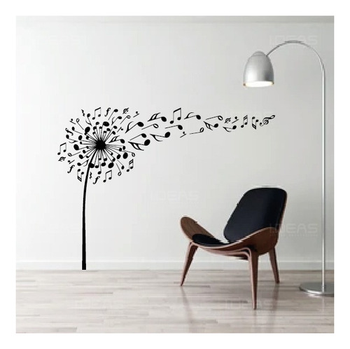 Vinil Decorativo Dandelion Notas Musicales Sticker De Pared 