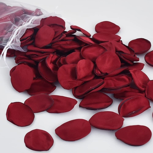 200 Petalos De Rosas De Seda Artificial - Rojo Vino