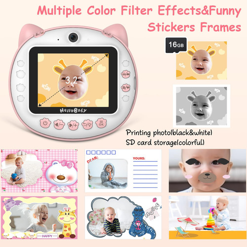 Hellobaby Cámara De Impresión Instantánea Para Niños, Cámara