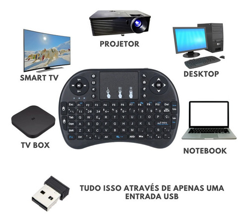 Le7716 Mini Keyboard Lelong C/ Tecla Luminosas P/ Tv Box Preto