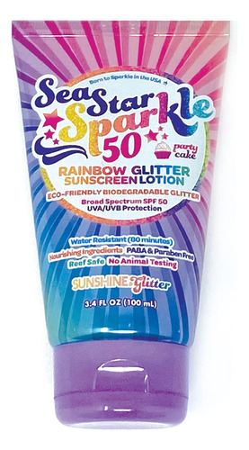 Sea Star Sparkle Rainbow Party Cake Spf 50 Biodegradable Gli