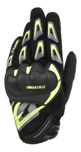 Guantes Immortale Rebel Hi Vis/ Negro Para Moto Protección Talla Xl