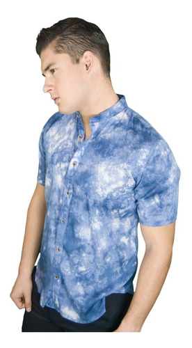 Camisa Hawaiana Para Hombre Cuello Mao Slim Fit