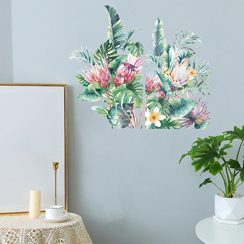 Calcomanías De Pared Con Hojas Y Flores, Pegatinas De Pared
