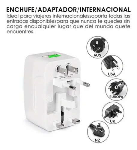 Clavija Adaptador Universal De Viaje Blanco