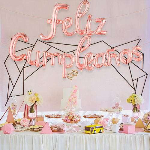 Globo Metálico Feliz Cumpleaños Happy Birthday Party Supplie Color Rosa Feliz Cumpleaños Rose Gold