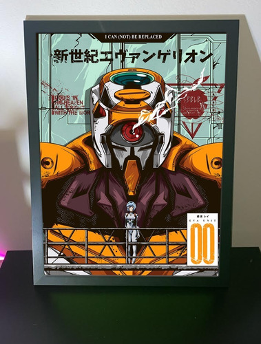 Pack 3 Cuadro Marco Negro Poster 33x43cm Evangelion