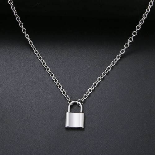 Imagen 3 de 3 de Collar Candado Dije Cadena Gruesa Acero Moda Buchón