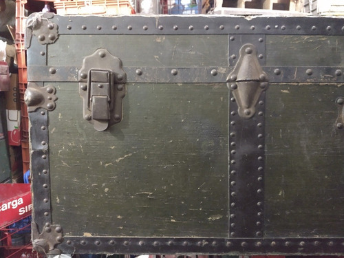 Antiguo Baúl De Barco De Chapa De Madera Para Decoración (Usado)