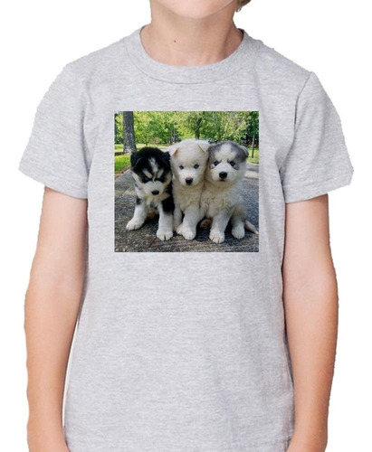 Remera De Niño Husky Siberiano Cachorros