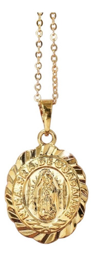 Medalla Cadena Santa Virgen De Guadalupe Milagrosa Oro 24k 