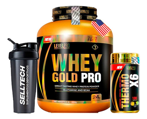 Whey Gold Prr 6.6lbs Chocolate+thermo X6 100 Tab+shaker