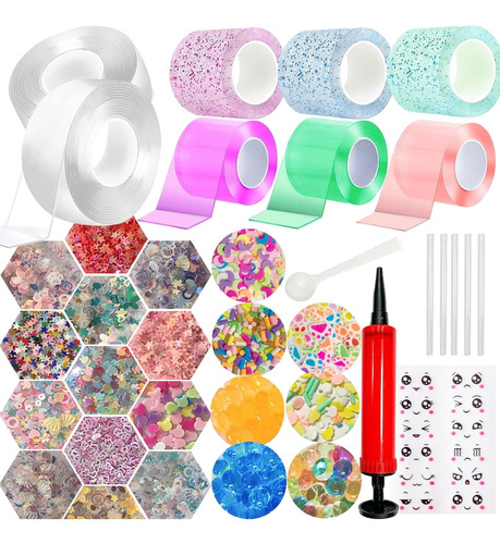 8pcs Nano Tape Bubble Kit: Burbujas Elásticas De Doble Cara 