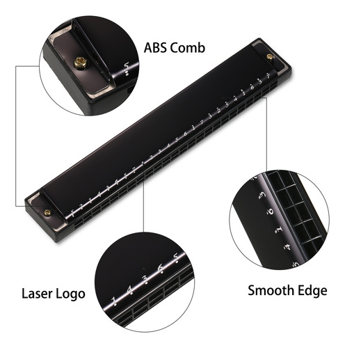 Harmonica Key Of C 24 Hole Diatonic Com Estojo Para Música R
