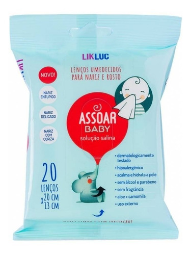 Assoar Baby 20 Lenços Umedecidos Likluc Nariz E Rosto