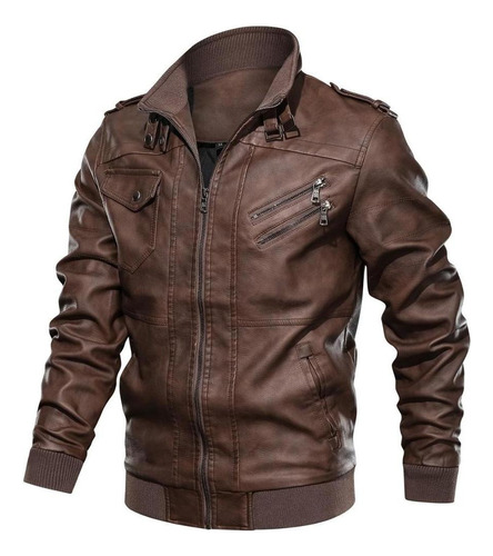 Chaqueta De Cuero Para Hombre Abrigo Casual De Motocicleta