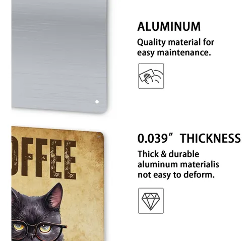 Kariteimo Poster De Metal Vintage Con Diseno De Gato Cafe Y