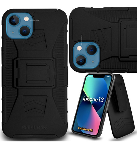 Funda Protector P/ iPhone 13, Uso Rudo Con Clip