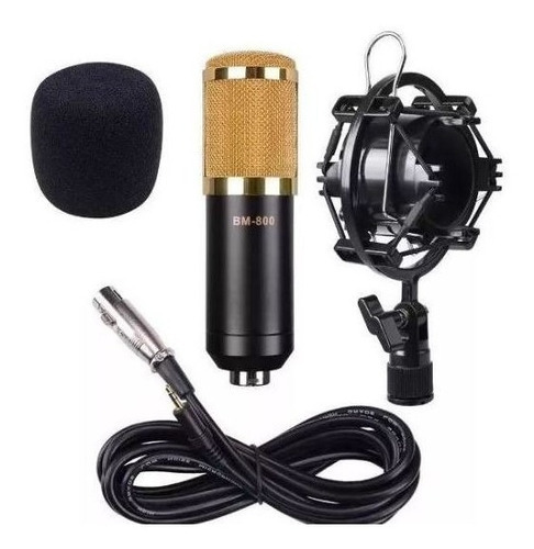 Kit De Micrófono De Estudio Bm800 Pop Filter Spider Arm Arti Negro