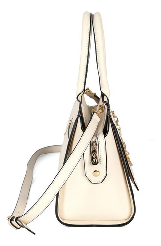 Bolsa Grande Offwhite Alça Dupla Bolso Frontal Tiracolo