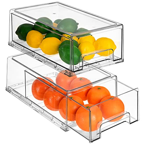 Fridge Drawers - Clear Stackable Pull Out Refrigerator ...