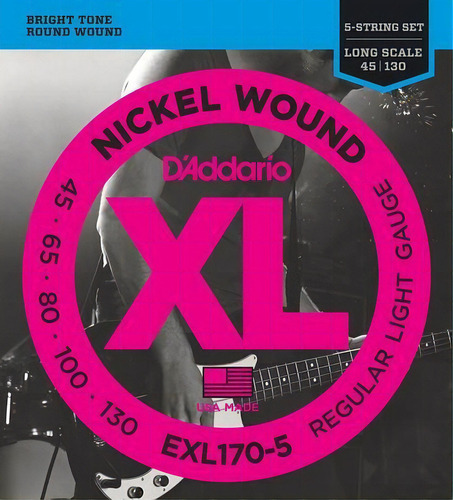 Encordoamento Para Contrabaixo 5 Cordas Exl170-5 D'addario