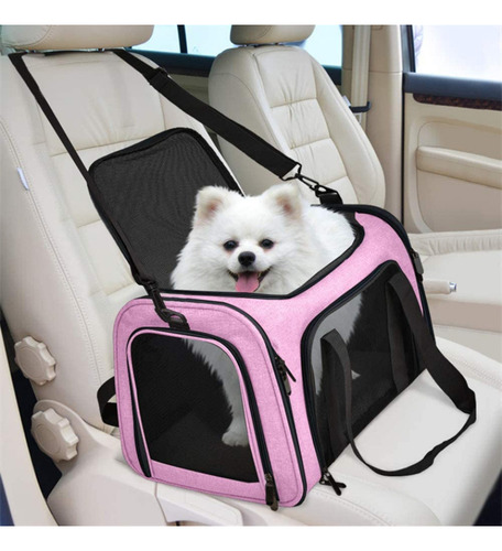Bolsa De Viajem Para Transporte Pet Para Cães E Gatos Avião Cor Rosa