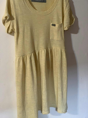 Vestido Mangas Cortas Amarillo Pastel Talle 2 /m