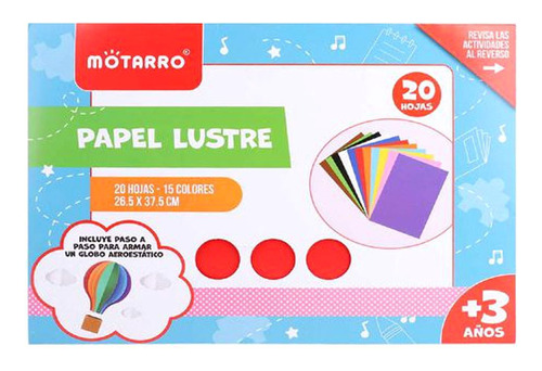 Carpeta Papel Lustre 20 Pliegos 15 Colores