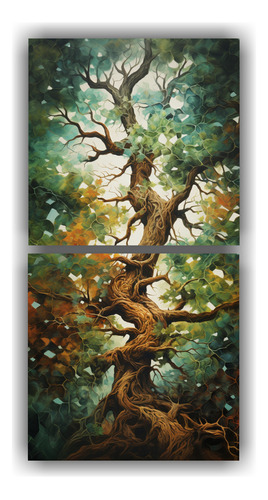 160x80cm Cuadro Relieve Árbol Abstracto, Estilo Estilo Óle