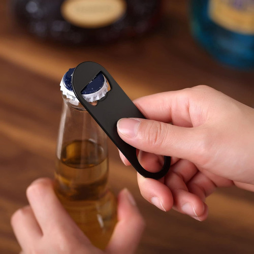 Abridor De Botellas Plano De Acero Inoxidable Con Llavero Y