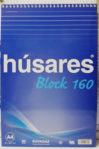 5 Blocks A4 Rayado Husares 6222 Espiralado A4 80 Hojas Perfo