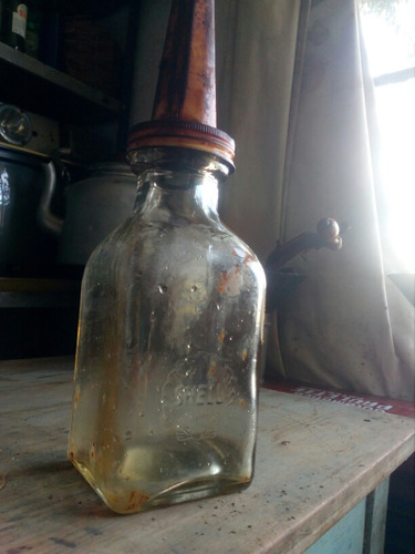 Antigua Botella Vidrio Original Shell 1 L Pico Vertedor
