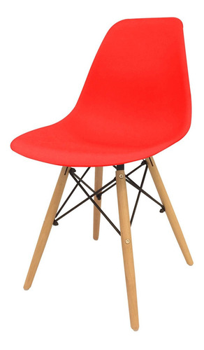Silla de comedor DeSillas Eames, estructura color rojo, 1 unidad