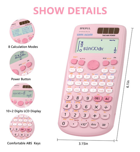 Calculadora Científica Ipepul Pink Función 417 Pantalla 4 Lí