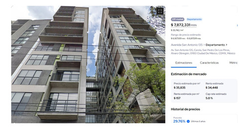 Departamento En Venta En Av. San Antonio 135 Col. Carola, Álvaro Obregón Arp1209