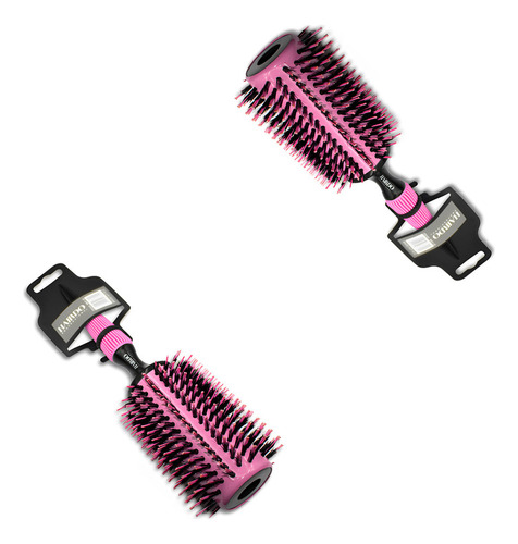 Kit 2 Escovas De Cabelo Rosa Cerdas Javali Mista 33 Ref.20 E Rosa