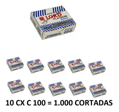 1000 Lâmina Lord Platinum 1/2 Cortada 10 Cxs C/100