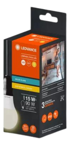 Lâmpada Led Bulbo 15w 3000k 1311lm Bivolt Ledvance