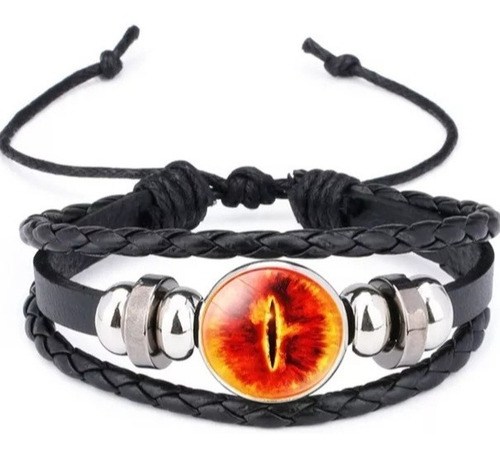Pulsera Ojo Sauron Señor Anillos Cuero Ajustable