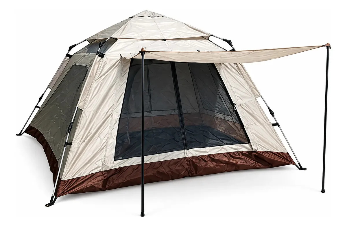 Carpa Camping Playera Automatica Con Toldo Bt19 Mar Cristal Color Beige
