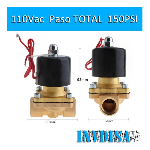 Electroválvula 1/2 PuLG Solenoide 110v Gas Agua Aire